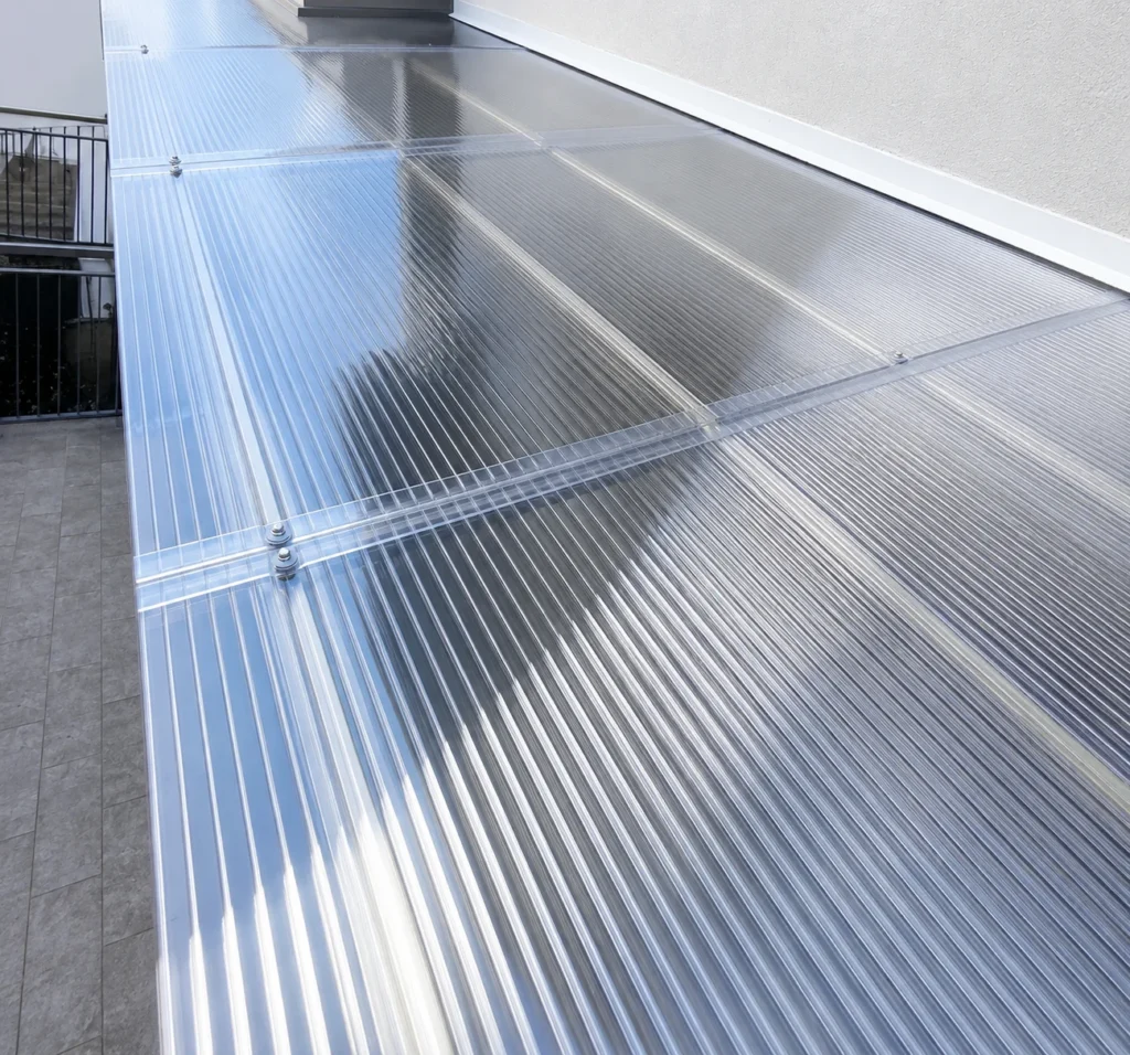 Copertura in policarbonato alveolare appena sostituita su pergola a Milano con lastre nuove installate a regola d'arte.